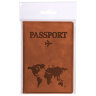Обложка для паспорта "Passport Map", мягкая экокожа, коричневая, STAFF, 238876, 10 штук, 238876