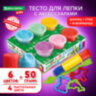 Пластилин-тесто для лепки BRAUBERG KIDS, 6 цветов, 300 г, 10 формочек, шприц, стек, крышки-штампики, 106719, 106719