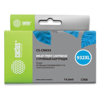 Картридж струйный CACTUS (CS-CN054) для HP OfficeJet 6100/6600/6700, голубой, 362809