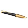 Ручка шариковая PARKER "Urban Muted Black GT", корпус черный, позолоченные детали, синяя, 2143640, 143930