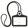Бейдж горизонтальный для пропуска и ID-карт, СИЛИКОНОВЫЙ, 54х85 мм, шнурок 42 см, черный, BRAUBERG, 238908, 238908