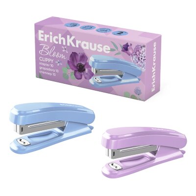 Степлер №10 ERICH KRAUSE "Clippy Pastel Bloom", до 15 листов, ассорти, 61740, 275026