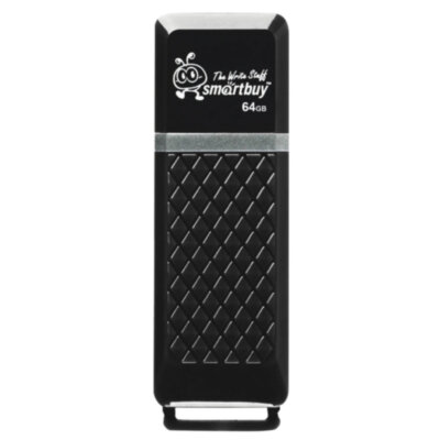 Флеш-диск 64 GB SMARTBUY Quartz USB 2.0, черный, SB64GBQZ-K, 513055
