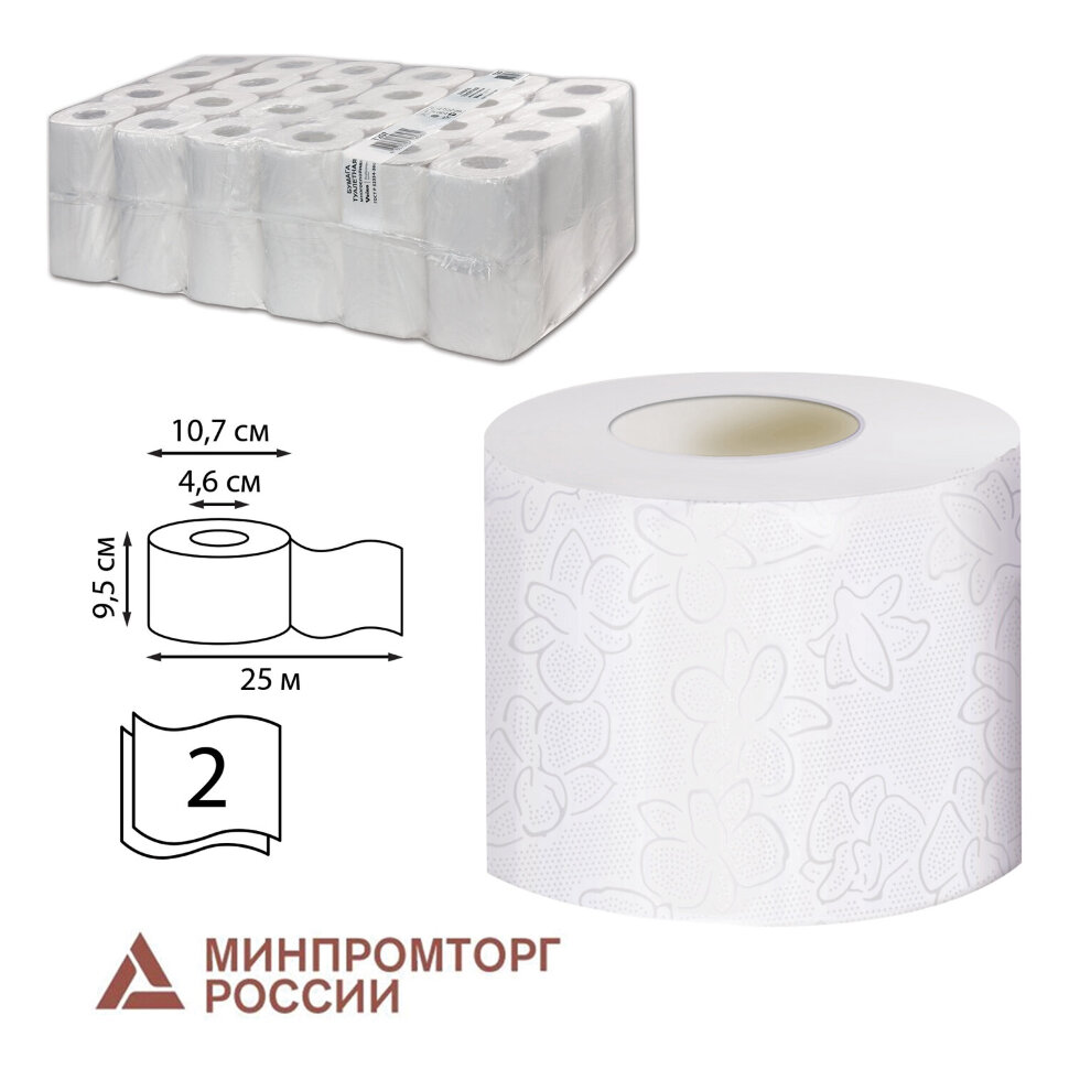 Бумага туалетная 25 м, VEIRO Professional (Система T4), КОМПЛЕКТ 48 шт., Comfort, 2-слойная, T207, 127089