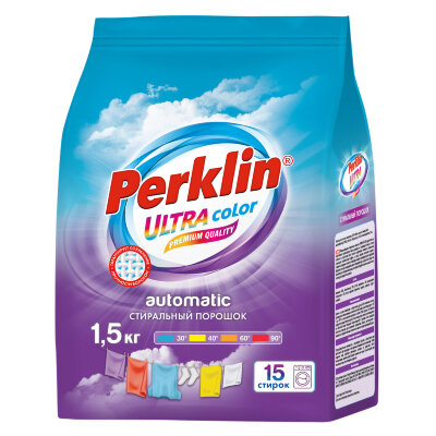 Стиральный порошок автомат 1,5 кг PERKLIN (ПЕРКЛИН) ULTRA "Color", УЛУЧШЕННАЯ ФОРМУЛА, универсальный, 700605, 700605
