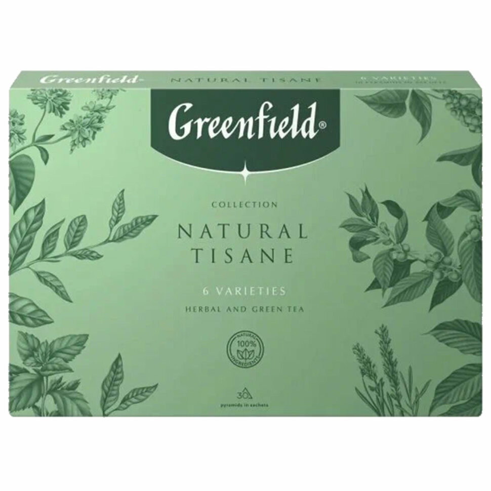 Чай GREENFIELD "Natural Tisane", ассорти 6 вкусов, НАБОР 30 пакетиков, 1844-10, 623510