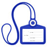 Бейдж горизонтальный для пропуска и ID-карт, СИЛИКОНОВЫЙ, 54х85 мм, шнурок 42 см, синий, BRAUBERG, 238906, 238906