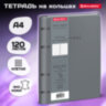 Тетрадь на кольцах БОЛЬШАЯ А4, 240х310 мм, 120 л., под кожу, BRAUBERG VISTA, "Minimal", серый, 405202, 405202
