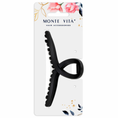 Краб для волос 11 см, soft-touch, чёрный, MONTE VITA (МОНТЕ ВИТА), 457006, 12 штук, 457006