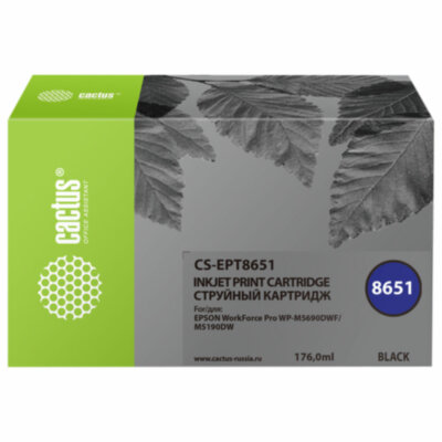 Картридж струйный CACTUS (CS-EPT8651) для Epson WF5190/5690, черный, 364177
