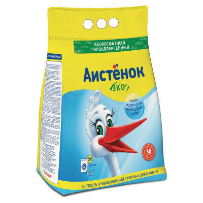 Стиральный порошок для всех типов стирки, 4 кг, АИСТЁНОК, бесфосфатный, 4301010015, 604880