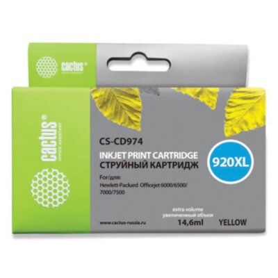 Картридж струйный CACTUS (CS-CD974) для HP Officejet 6000/6500/7000, желтый, 361843