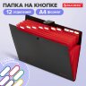 Папка-органайзер на кнопке 12 отделений, BRAUBERG "Extra", А4, черная с красным, 271934, 271934