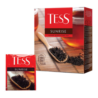 Чай TESS "Sunrise" черный цейлонский, 100 пакетиков в конвертах по 1,8 г,, 0918-09, 621033