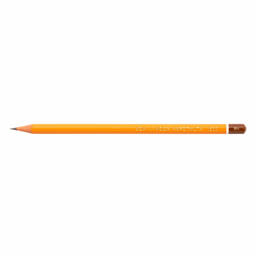 Карандаш чернографитный KOH-I-NOOR "1500", 1 шт., 8Н, корпус желтый, заточенный, 150008H01170, 812428