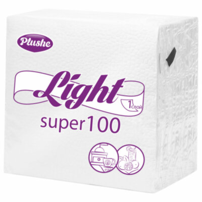 Салфетки бумажные 90 штук, 22,5х22,5 см, PLUSHE (Плюше) Light, белые, 100% целлюлоза, 2774, 115497