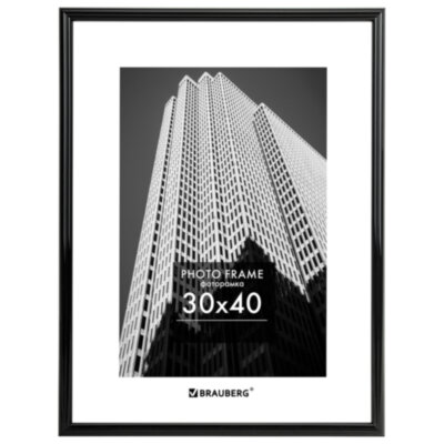 Рамка 30х40 см небьющаяся, багет 14 мм, пластик, BRAUBERG "Original", черная, 391230, 391230