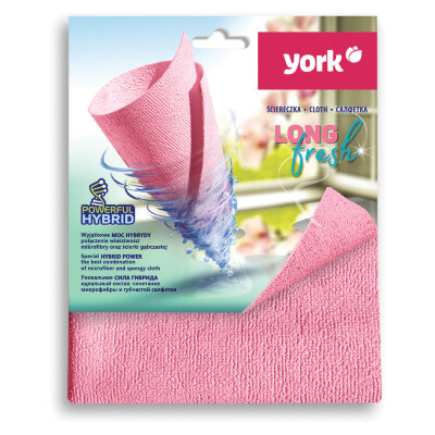 Салфетка из МИКРОФИБРЫ ГУБЧАТАЯ PVA/ПВА СУПЕРВПИТЫВАЮЩАЯ 30х35 см, Long Fresh, розовая, 275 г/м2, YORK, 26250, 608403