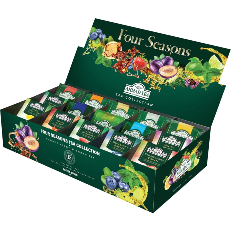 Чай AHMAD "Four Seasons" ассорти 15 вкусов, НАБОР 90 пакетов, N060S, 620426
