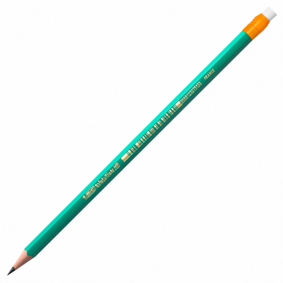 Карандаш чернографитный BIC, 1 шт., "Evolution", HB, с ластиком, корпус зеленый, 8803323, 36 штук, 180094