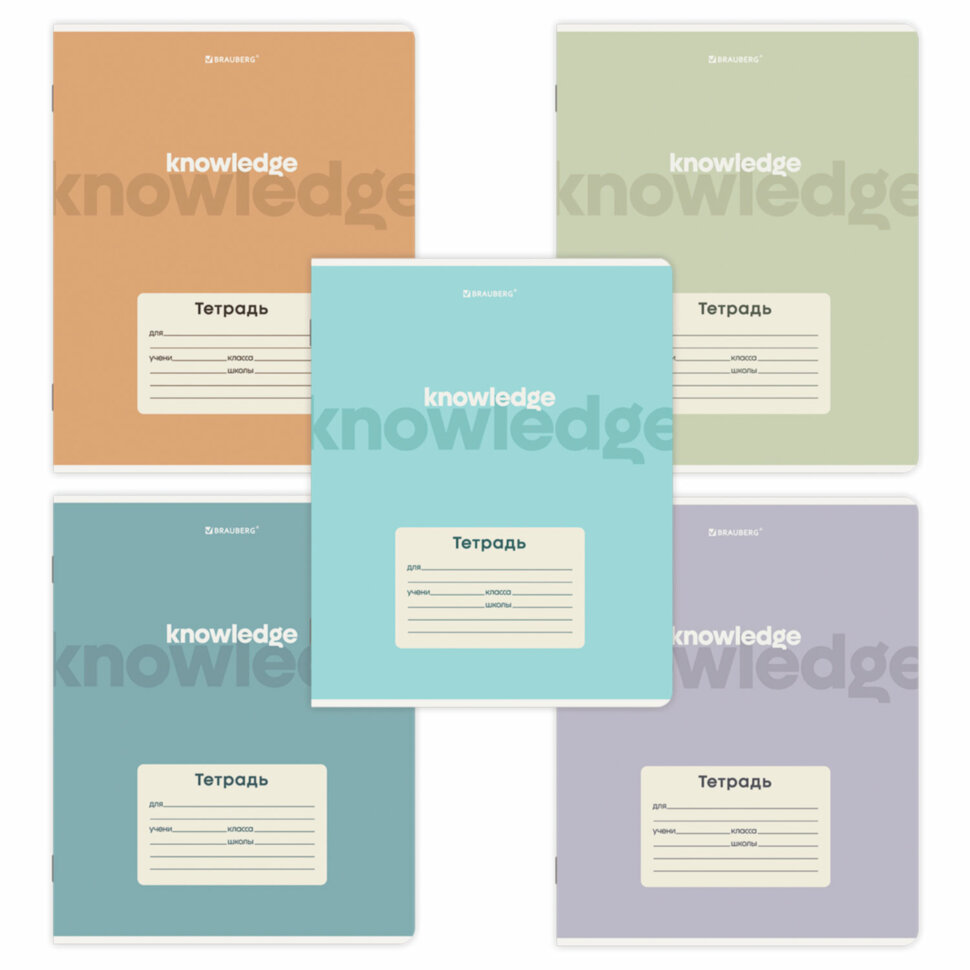 Тетрадь 24 л. BRAUBERG клетка, обложка картон, KNOWLEDGE, 107305, 107305