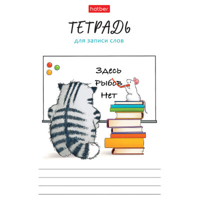 Тетрадь-словарь для записи иностранных слов А6 24 л., скоба, линия, HATBER, "Кот Пирожок", 089999, 24Т6В5_33041, 405572