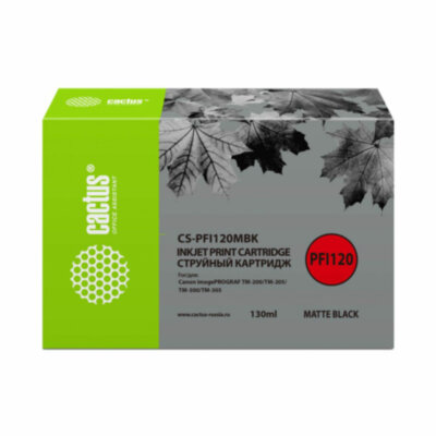 Картридж струйный CACTUS (CS-PFI120MBK) для Canon imagePROGRAF TM-200/TM-205/TM-300, черный матовый, 363874