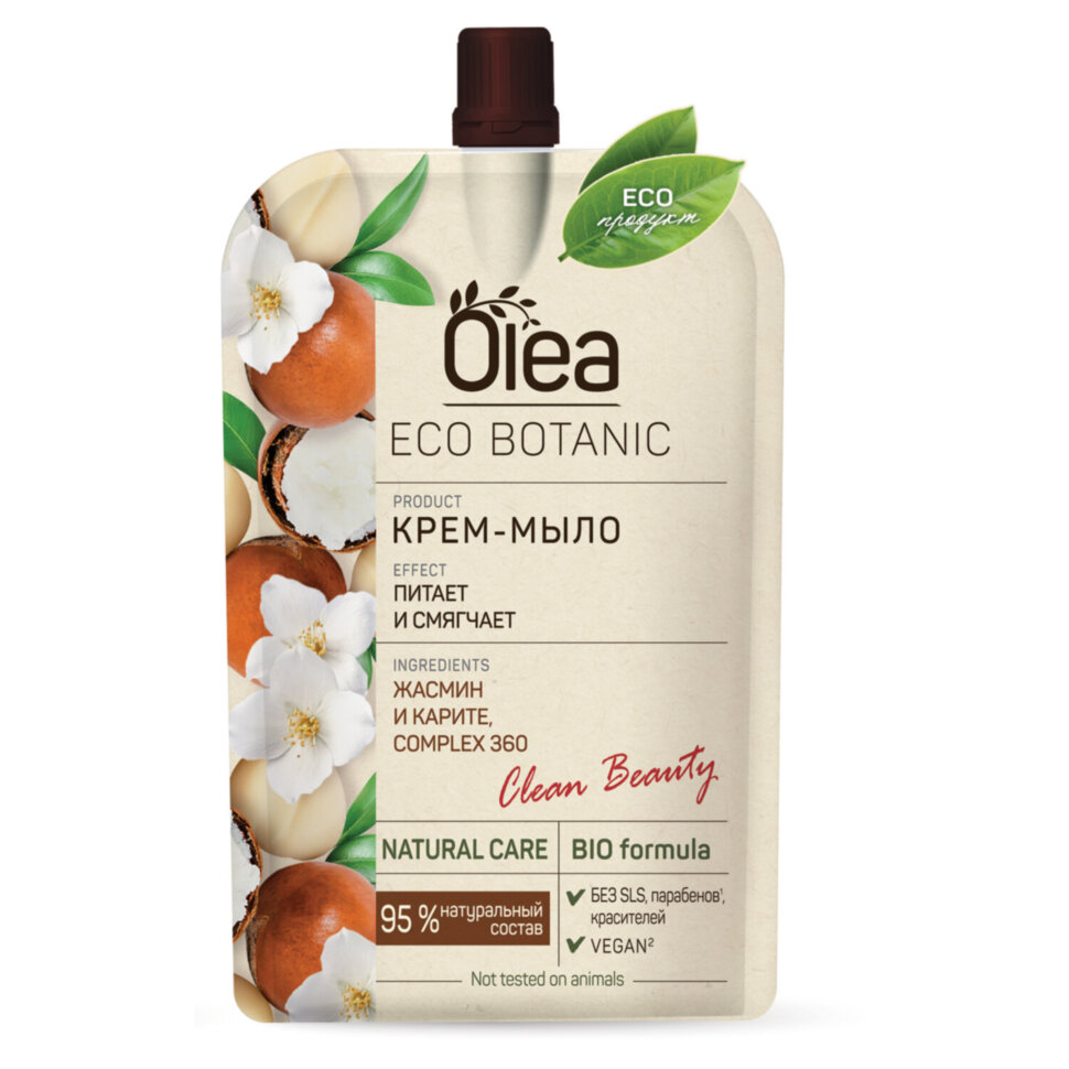 Мыло-крем 450 мл, OLEA Eco Botanic "Жасмин и карите", дой-пак, 12501, 702058