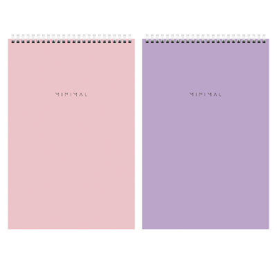 Блокнот ДЭК А4, 200х290 мм, 80 л., КОМПЛЕКТ 2 шт., гребень, подложка, BRAUBERG "Minimal Pastel", 116453, 116453