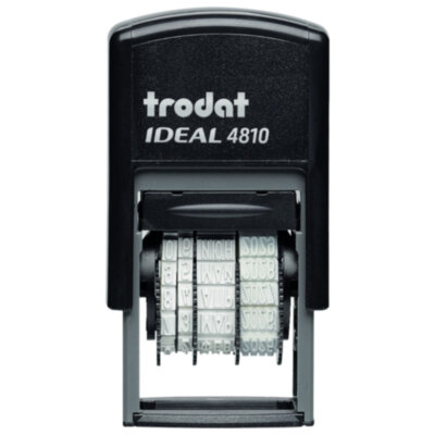 Датер-мини месяц БУКВАМИ, оттиск 20х3,8 мм, синий, TRODAT IDEAL 4810 P2, корпус черный, подушка, 218615, 239417
