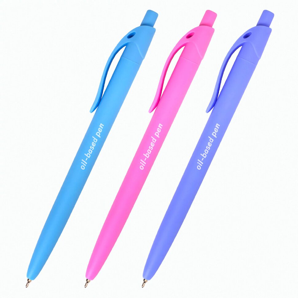 Ручка шариковая масляная автоматическая BRAUBERG "FRUITY Pastel", СИНЯЯ, корпус soft-touch, узел 0,7 мм, линия письма 0,35 мм, 142959, 24 штук, 142959