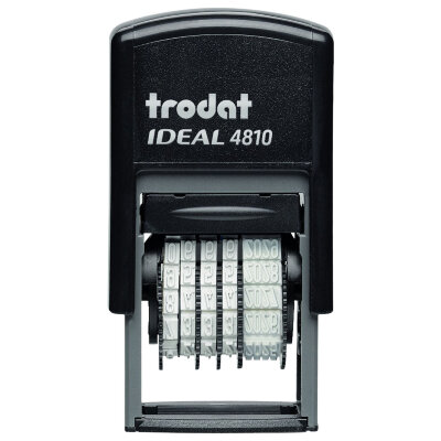 Датер-мини месяц ЦИФРАМИ ДЛЯ БАНКА, оттиск 20х3,8 мм, синий,TRODAT IDEAL 4810P2, корпус черный, подушка, 218614, 239416
