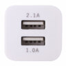 Зарядное устройство сетевое (220В) SONNEN, 2 порта USB, выходной ток 2,1 А, белое, 454797, 454797