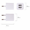 Зарядное устройство сетевое (220В) SONNEN, 2 порта USB, выходной ток 2,1 А, белое, 454797, 454797