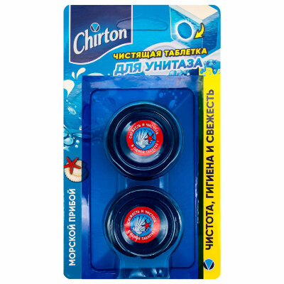 Таблетки чистящие для унитаза 2 шт. х 50 г, CHIRTON (Чиртон), "Морской Прибой", 6944678610380, 700449