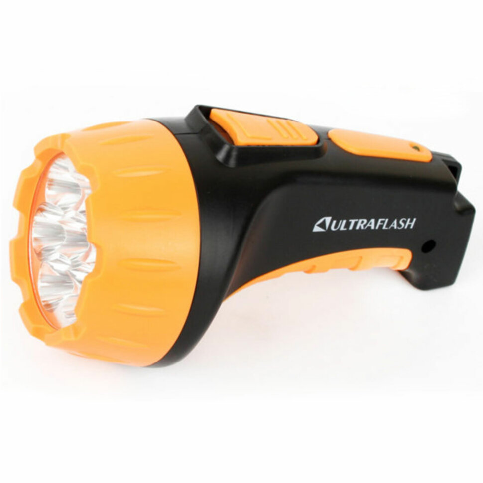 Фонарь аккумуляторный ULTRAFLASH 7хLED, 2 режима, выдвижная вилка, заряд от сети, LED3807, 238283