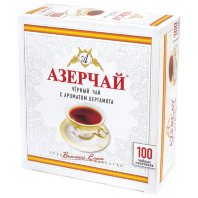 Чай АЗЕРЧАЙ черный с бергамотом, 100 пакетиков по 2 г, 419830, 622730