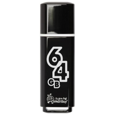 Флеш-диск 64 GB, SMARTBUY Glossy, USB 2.0, черный, SB64GBGS-K, 512795