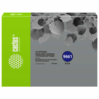 Картридж струйный CACTUS (CS-EPT9661) для Epson WorkForce Pro WF-M5299DW/M5799D, черный, 364179