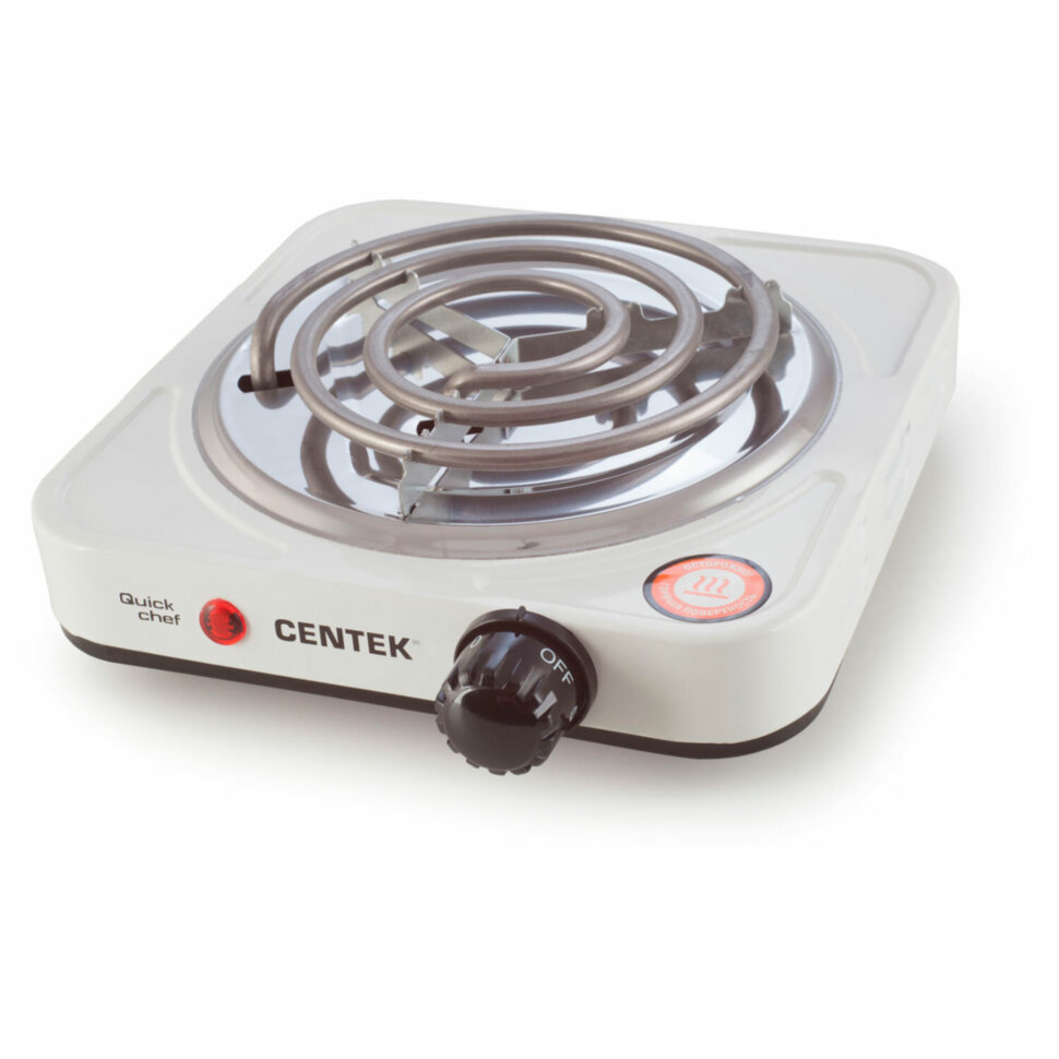 Настольная электрическая плита CENTEK CT-1508, 1000 Вт, 1 конфорка, 5 режимов нагрева, белая, 457594