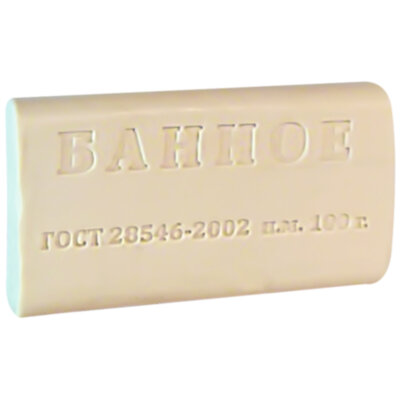 Мыло туалетное 100 г, КМЗ ЭКОНОМ "Банное", без обертки, ш/к транспортной упаковки 91761, 80 штук, 609265