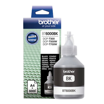 Чернила BROTHER (BT-6000BK) для СНПЧ Brother DCP-T500W\T700W\T300, черные, ресурс 6000 страниц, оригинальные, BT6000BK, 362231