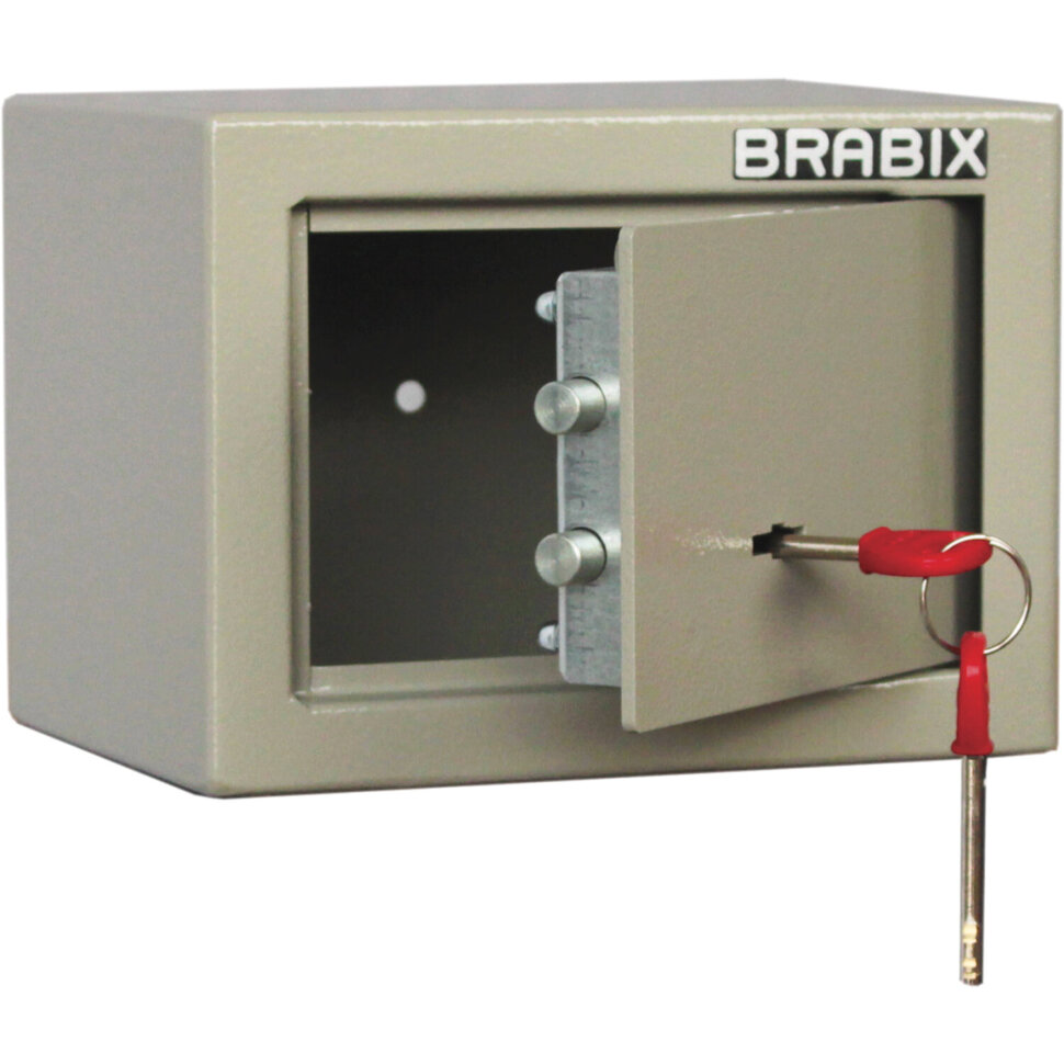 Сейф мебельный BRABIX "D-14m", 145х200х150 мм, 3 кг, ключевой замок, крепление к стене, 291160, 291160