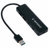Хаб USB 3.1, 2хUSB, 2хType-C, с дополнительным питанием (Type-C), кабель USB 19 см, черный, GEMBIRD UHB-C415, 514213