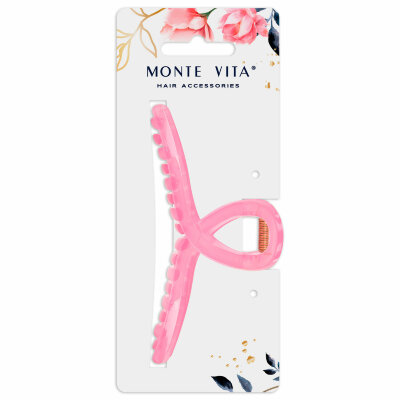 Краб для волос 11 см, глянцевый, розовый, MONTE VITA (МОНТЕ ВИТА), 457007, 12 штук, 457007