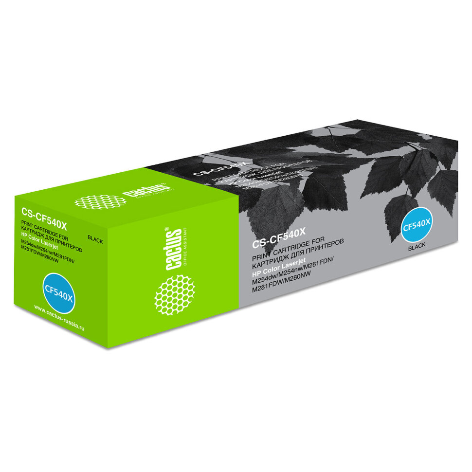 Картридж лазерный CACTUS (CS-CF540X) для HP LaserJet Pro M254/M280/M281, черный, ресурс 3200 стр., 363045