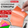 Блок самоклеящийся пластиковый (стикеры) 4 цвета BRAUBERG MULTI COLOUR 76х76 мм, 100 листов, 115208, 115208
