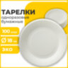 Тарелка одноразовая бумажная 180 мм, КОМПЛЕКТ 100 шт., БЮДЖЕТ, белая мелованная, LAIMA, 608083, 608083