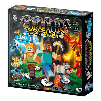 Игра настольная "Кубикрафт пиксельное приключение 10 в 1", 10 КОР, 5985, 667864