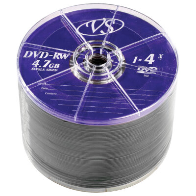 Диск DVD-RW VS 4,7 Gb 4x Bulk (термоусадка без шпиля), КОМПЛЕКТ 50 шт., VSDVDRWB5001, 511539
